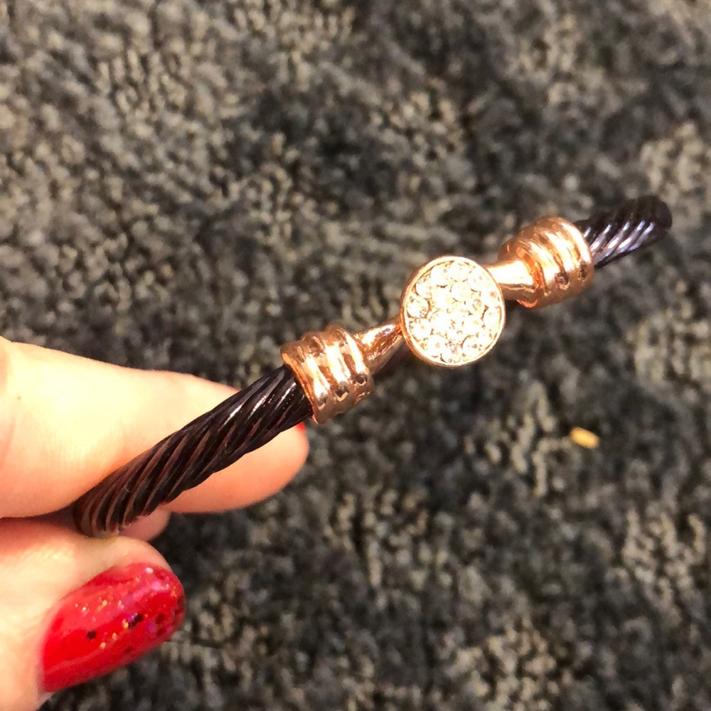 Chocolate rose gold tone sparkle CZ chips bracelet